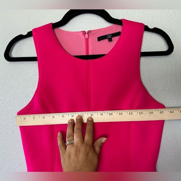Tibi Sleeveless Fit & Flare Scuba Neoprene Dress  Pink Size 2 - Picture 10 of 13